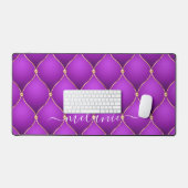 Ogee Gold Diamond Tufted Paarse Violet Aangepaste Bureaumat (Keyboard & Muis)