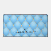 Ogee Gold Diamond Tufted Sky Blue Aangepaste naam Bureaumat (Voorkant)