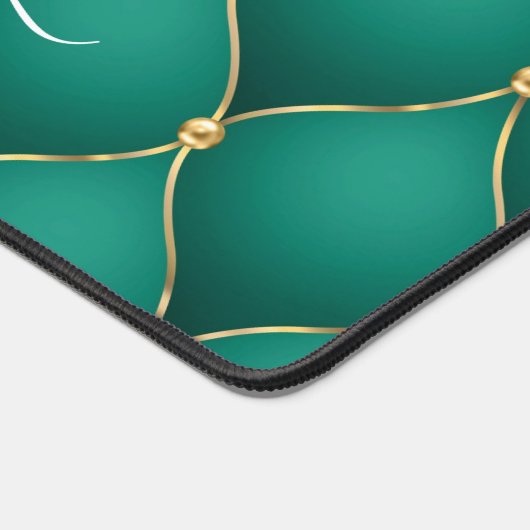 Ogee Gold Diamond Tufted Smaragd Groen Aangepaste  Bureaumat (Hoek)