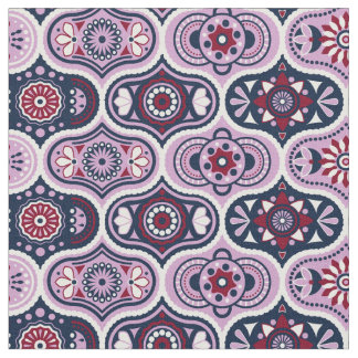  Ogee Intricate Navy en Orchid Fabric Stof