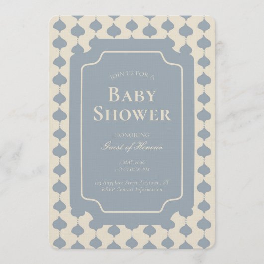 Ogee Stripe Geometric Gender Neutral Beige Blue Kaart (Voorkant)