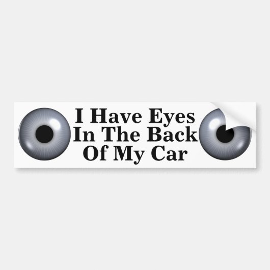 Ogen achterin mijn auto grappig woordspel bumpersticker (Voorkant)
