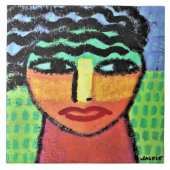 Ogen Breed Open Abstract Schilderen op OSB Board Tegeltje (Voorkant)