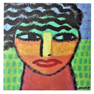 Ogen Breed Open Abstract Schilderen op OSB Board Tegeltje