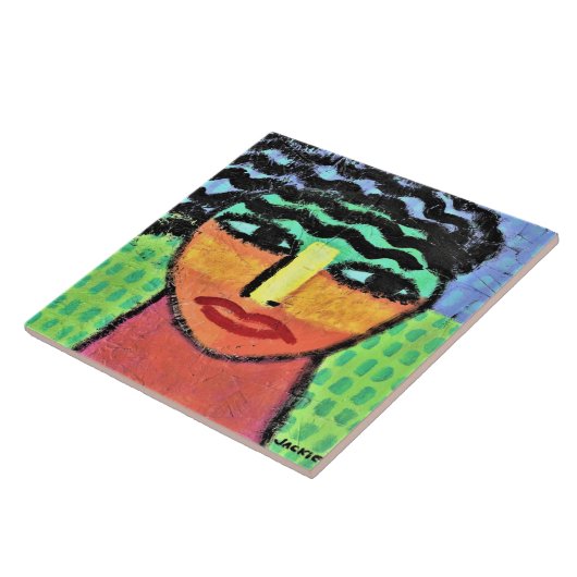 Ogen Breed Open Abstract Schilderen op OSB Board Tegeltje (Zijkant)