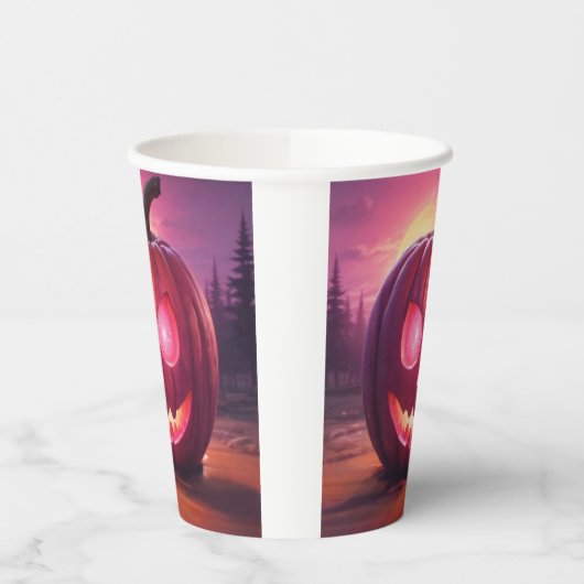 Ogen die Jack-o'-lantaarn kopjes gloeien Papieren Bekers (Links)