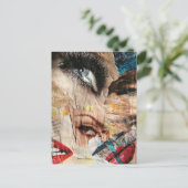 Ogen en Lip Mode Abstracte Mixed Media Collage Briefkaart (Staand voorkant)