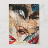 Ogen en Lip Mode Abstracte Mixed Media Collage Briefkaart (Voorkant)