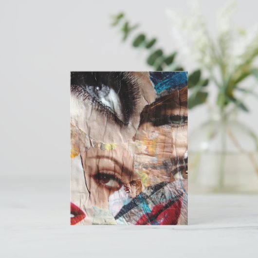 Ogen en lippen collage briefkaart (Staand voorkant)