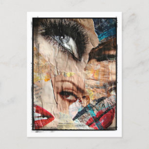 Ogen en lippen Collage Grunge Border Briefkaart