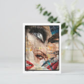 Ogen en lippen Collage Grunge Border Briefkaart (Staand voorkant)