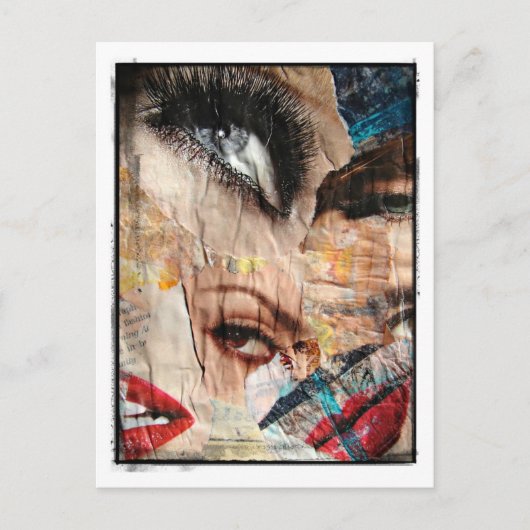 Ogen en lippen Collage Grunge Border Briefkaart (Voorkant)