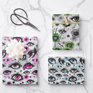 Ogen en wimpers Waterverf Bloemen Inpakpapier Vel