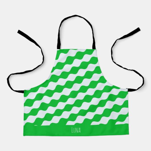 Ogen Groen Wit Minimaal Patroon Schort (Voorkant)