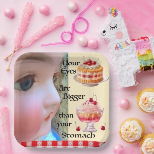 Ogen groter dan maag 9"document Borden Papieren Bordje (Feest)