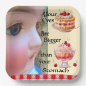 Ogen groter dan maag 9"document Borden Papieren Bordje (Voorkant)