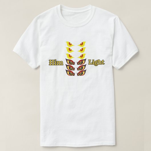 Ogen lichten hem op t-shirt (Design voorkant)