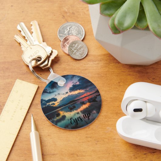 Ogen Omhoog Inspirerend | Zonsondergang Reflectie Sleutelhanger (Bureau)