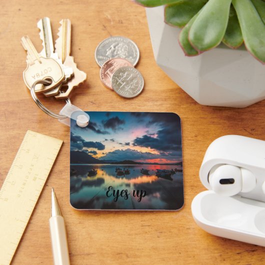 Ogen Omhoog Inspirerend | Zonsondergang Reflectie Sleutelhanger (Bureau)