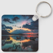 Ogen Omhoog Inspirerend | Zonsondergang Reflectie Sleutelhanger (Achterkant)