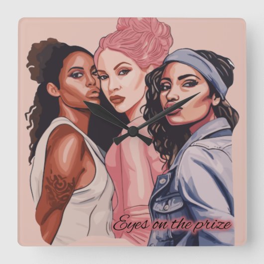 Ogen op de prijs vierkante klok (Voorkant)