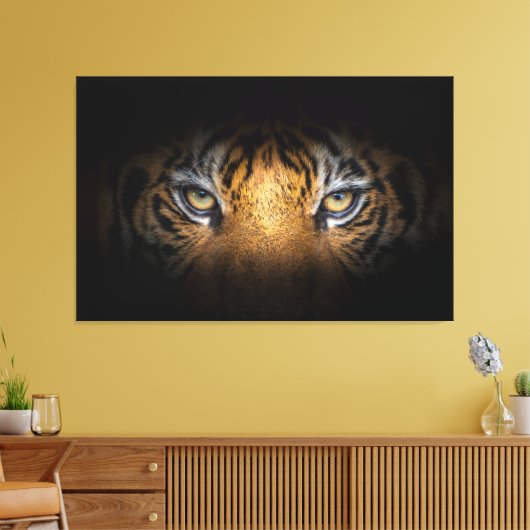 Ogen op een tijgercanvas canvas afdruk (Insitu (Woonkamer))