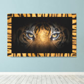 Ogen op een tijgerwandkunst canvas afdruk (Insitu (Houten vloer))