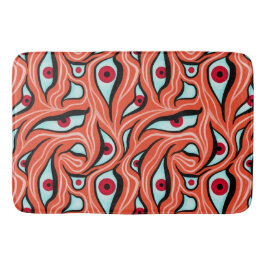 Ogen op het aambeeld rode lantaarns op Oranje horr Badmat