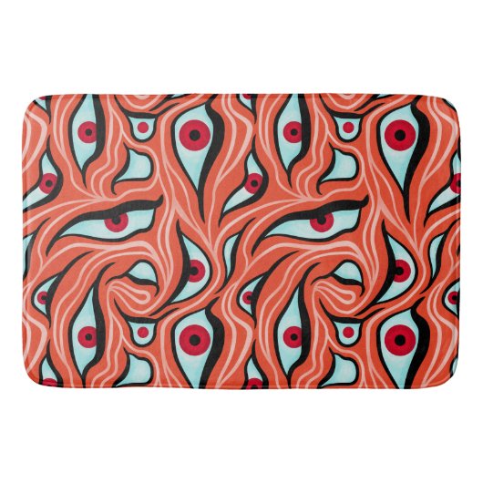 Ogen op het aambeeld rode lantaarns op Oranje horr Badmat (Voorkant)