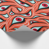 Ogen op het aambeeld rode lantaarns op Oranje horr Cadeaupapier (Hoek)