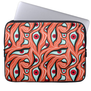 Ogen op het aambeeld rode lantaarns op Oranje horr Laptop Sleeve