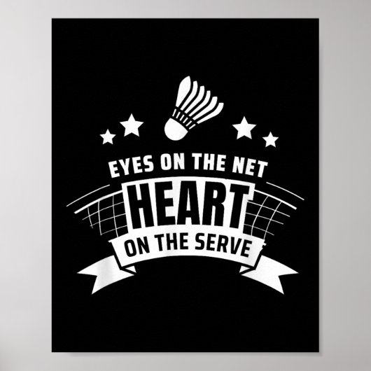 Ogen op het hart van het net op de serveerbadminto poster (Voorkant)