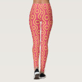 Ogen Perzik Geel Minimal Patroon Leggings (Achterkant)