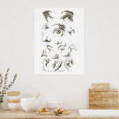 Ogen, Profiel, Oortekening, 17e eeuw, vintage Poster (Keuken)