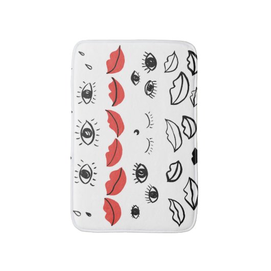ogen, rood lippatroon. badmat (Voorkant Verticaal)