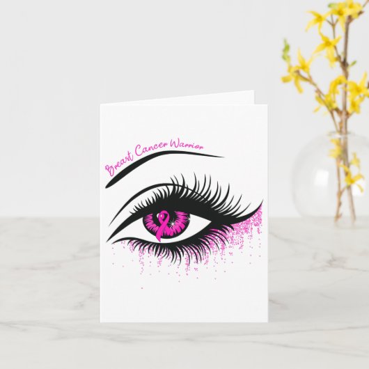 Ogen Roze Lint Warrior Borstkanker Awareness M Kaart (Gele Bloem)