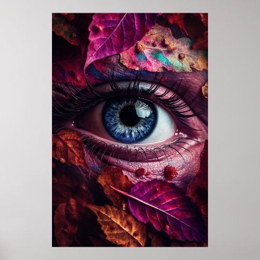 Ogen sprankelend met levendige kleuren herfstblade poster (Voorkant)
