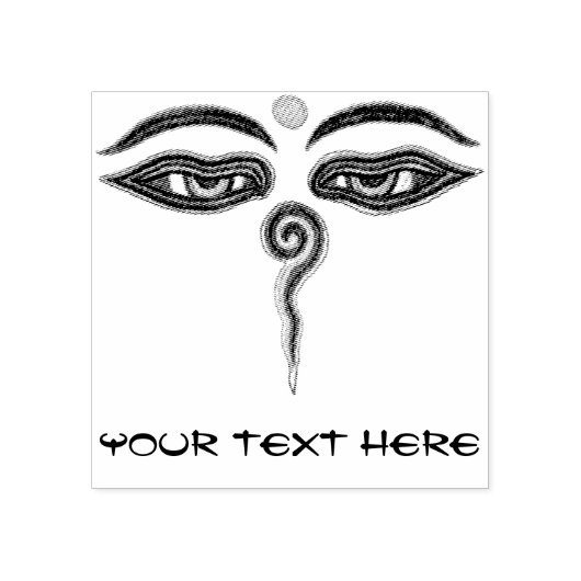 Ogen van Boeddha + uw ideeën Rubberstempel (Afrduk)