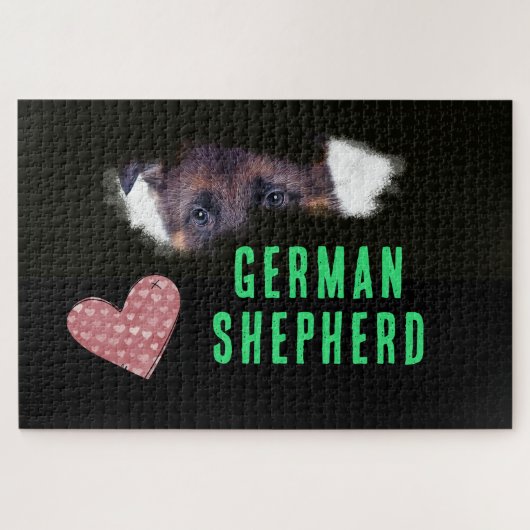Ogen van Duitse herder Effen kleur 1000 stukjes Ji Legpuzzel (Horizontaal)