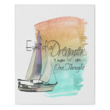 Ogen van een Dromer Quote Zeilboot Aquarel