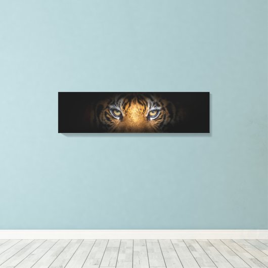 Ogen van een tijgerpanoramisch canvas (Insitu (Houten vloer))
