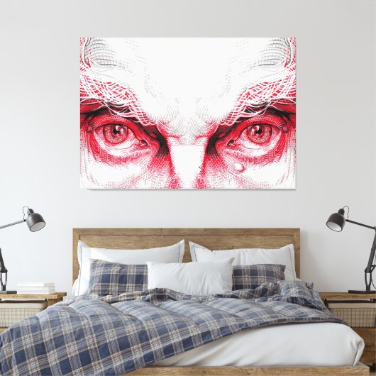 Ogen van het Oude Kwaad – Rode Waarschuwing Canvas Afdruk (Insitu (Slaapkamer))