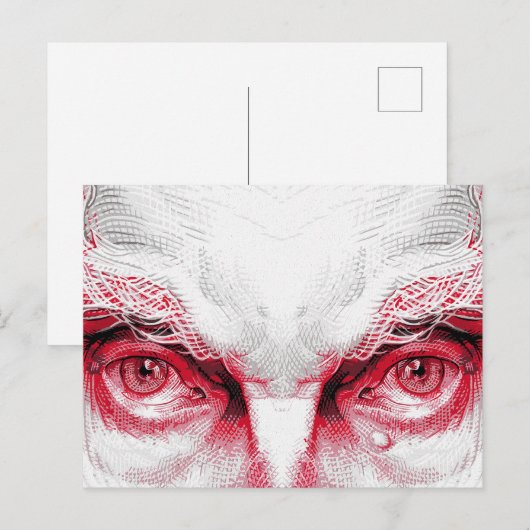 Ogen van Oude Kwaad – Rode Waarschuwing Briefkaart (Voorkant / Achterkant)