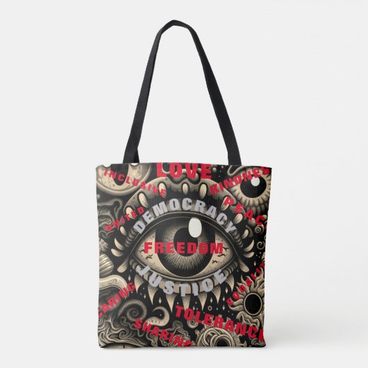 Ogen wijd open wakker tote bag (Achterkant)