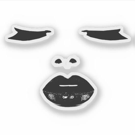 Ogen wimpers zwarte lippenstift lippen make-up pop sticker (Voorkant)