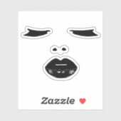 Ogen wimpers zwarte lippenstift lippen make-up pop sticker (Vel)