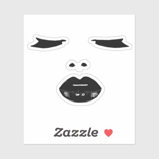 Ogen wimpers zwarte lippenstift lippen make-up pop sticker (Vel)