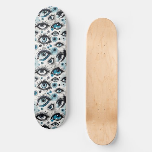 Ogen! Zoveel  turquoise blauwe ogen Persoonlijk Skateboard (Voorkant)