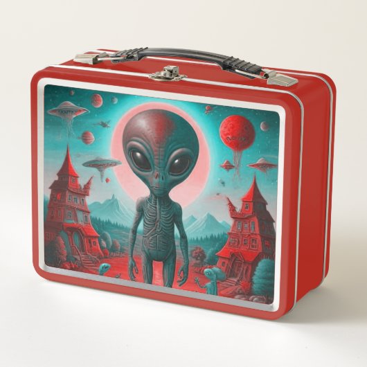 ogende lunchbox met buitenaardse print (Voorkant)