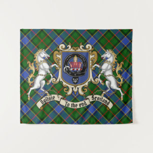 Ogilvie Clan Badge & Unicorns w/Tartan Wandkleed